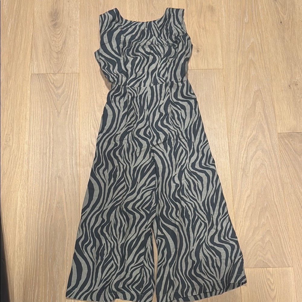 Corey Lynn Carter Zebra Print Sleeveless Jumpsuit with Tie Back - Perfect